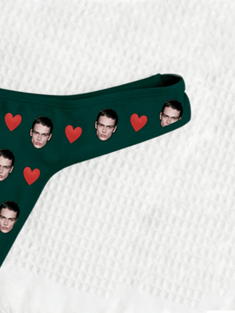Personalized Photo Thong, Unique Customized Women's Panties, Bridal, Valentine's Day, Anniversary Gift For Wife/Girlfriend - Green - View 1