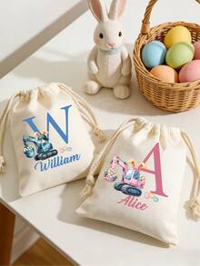 Customized Canvas Tote Bag, Personalized Children's Gift, Children's Gift, Canvas Bag With Name, Fashionable Name, Children's Bag, Easter, Rabbit, Spring, Easter Eggs, Easter Basket, Customized Gift Bag, Letter Gift Bag, Customized Easter Bag, Easter Bag, Easter Canvas Bag, Children's Easter Bag, Easter Egg Hunt Bag, Boys' Easter Gift Bag, Girls' Easter Gift Bag, Rabbit Gift Bag, Customized Easter Gift - Multicolor 2 - View 6