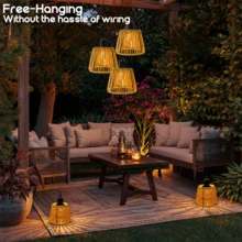 1pc Wicker Pendant Light, Wicker Bohemian Pendant Light, Wicker Lampshade With Timer, Battery Powered, Very Suitable For Coastal Style Hanging Lamps In Kitchen Islands, Terraces, Trees, Pergolas, Pavilions, And Porches - Battery Case - View 9