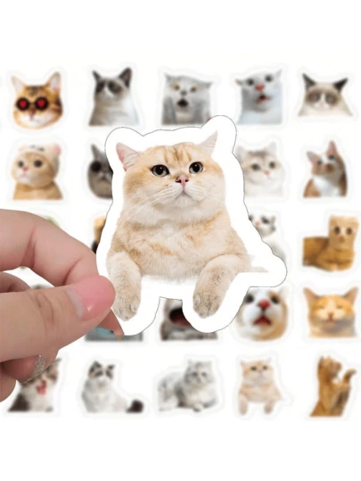 60pcs Cute & Funny Cat Stickers, Suitable For Luggage, Water Bottles, Phones, Laptops, Skateboards, Suitcases, Party Decorations