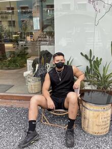 Quần short thể thao và thường ngày in chữ Nike, dành cho nam, màu đen. - màu đen - Xem 6