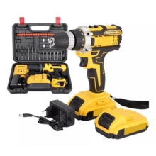 Cordless Impact Drill/Driver With 2 Batteries And Carrying Case, 48V - 黃色 - 查看 2