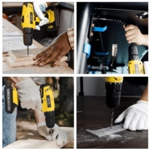 Cordless Impact Drill/Driver With 2 Batteries And Carrying Case, 48V - 黃色 - 查看 6