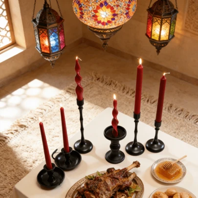 20厘米/25厘米勃艮第长柄罗纹蜡烛套装礼盒装 - 非常适合作为派对礼品/装饰/节日氛围/西式宴会/生日、毕业礼物或送给家人、朋友和爱人