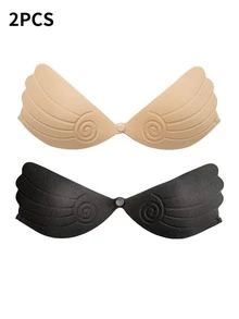 1 par de sujetador adhesivo invisible con alas - Copas push-up de silicona sin tirantes, almohadillas de elevación transpirables, sujetador para vestido sin espalda, reutilizable y amigable con la piel - Multicolor - Ver 22