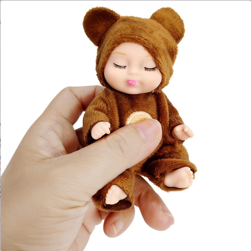 可爱4.33英寸仿真重生娃娃玩具，迷你萌萌睡着的儿童系列娃娃，卡通动物玩具，适合儿童生日礼物，激发想象力的玩具 | 奇趣玩具设计 | 柔软材质 - 彩色 - 查看 1