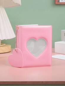 Heart Shaped Hollow Mirror 3-Inch Single Slot Instant Photo Album Card Holder - Multicolor - View 1