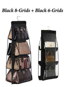 8-Pocket Foldable Oxford Cloth Hanging Purse Organizer, Space-Saving Wardrobe Organizer For Handbags, Wallets And Accessories, Durable Black And Gray Design, Perfect For Christmas, Halloween, Thanksgiving, Wallet Storage Organizer, Accessory Rack, Elegant Appearance, Sturdy Structure - Multicolor - View 24