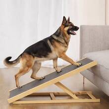 M Size Adjustable Wood Pet Dog Stairs, Ramp Couch Bed Ladder, Non-Slip Pet Ramp - Grey - View 3