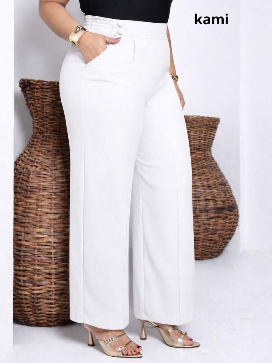 Duna Women's Plus Size Wide Leg Pants - Blanco - Ver 1