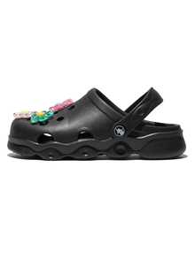 HOEASE Girls' Bright Color Breathable Lightweight Casual Perforated Sandals, Suitable For Beach, Pool, Gardening, Convenient Slip-On Shoes For All Seasons - Black - View 6