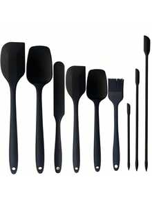 4/6/9件套硅胶烘焙套装 - 硅胶刮刀、硅胶T型刮刀、硅胶涂油刷。耐热多功能烘焙套装，厨房烘焙工具 - 彩色 - 查看 1