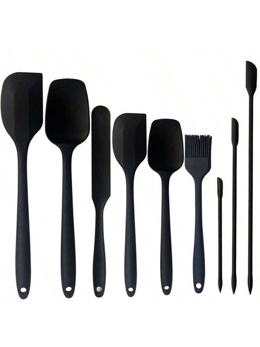 4/6/9件套硅胶烘焙套装 - 硅胶刮刀、硅胶T型刮刀、硅胶涂油刷。耐热多功能烘焙套装，厨房烘焙工具 - 彩色 - 查看 1