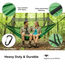 3-In-1 Double Camping Hammock With Mosquito Net & Sunshade, Durable And Portable, Suitable For Hiking, Patio Adventure, Garden Relaxation - Durable And Lightweight Design, Suitable For Camping, Backpacking, Wilderness Travel, Hiking, And Parks, Includes Straps, Carabiners, And Premium Carrying Bag - Suitable For Backyards, Patios, And Camping - Easy To Assemble, Heavy-Duty Nylon Fabric, Easy To Install, Compatible With Sturdy Frames, Camping Equipment, And Accessories. - 彩色 - 查看 7