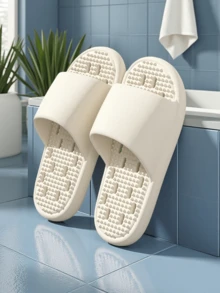 Massage Breathable Slippers, Indoor Home Unisex Hollow Quick-Drying Bathroom Shower Sandals - White - View 13