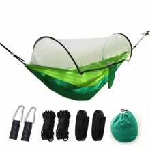3-In-1 Double Camping Hammock With Mosquito Net & Sunshade, Durable And Portable, Suitable For Hiking, Patio Adventure, Garden Relaxation - Durable And Lightweight Design, Suitable For Camping, Backpacking, Wilderness Travel, Hiking, And Parks, Includes Straps, Carabiners, And Premium Carrying Bag - Suitable For Backyards, Patios, And Camping - Easy To Assemble, Heavy-Duty Nylon Fabric, Easy To Install, Compatible With Sturdy Frames, Camping Equipment, And Accessories. - 彩色 - 查看 13