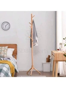 Wooden Coat Rack Organizer For Clothes - Màu be - Xem 6