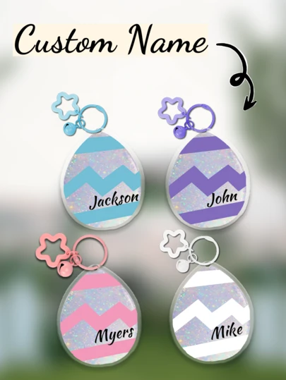 Customized Easter Egg Text Keychain, Personalized Acrylic Keychain, Couples Customized Keychain, Valentine's Day Gift, Birthday Gift, Anniversary Gift, Couples Gift, Home Decor, Souvenir, Cute, High Quality, Birthday Gift, Wedding Anniversary Gift, Graduation Souvenir, Mother's Day Father's Day Gift, Decorative, Exquisite, Adorable