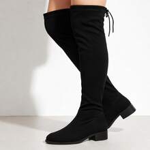 Bota Feminina Cano Longo Salto Confortável Rodeio Festas Over The Knee Meia Skinny Acima do Joelho - Preto - Visão 13