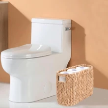 Toilet Paper Storage Basket, Toilet Paper Holder With Storage Space For Up To 8 Rolls, Coastal-Style Bathroom Decor, Rattan Bathroom Accessories - 卡其色 - 查看 3