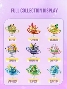 Wonderful Bricks Cute Creature Family Series Building Block Figurine, Leafy Green Creature With Elegant Tail, Planet Themed 3D Landscape Display Model, DIY Assembly Brick Set, Collectible Desk Decoration, Stress Relief 非 - 葉伊布 - 查看 3