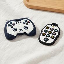 2个卡通企鹅挤压减压牙胶和熊游戏控制器牙胶 - 适合6-12个月宝宝的益智趣味咀嚼玩具 - 彩色 - 查看 10