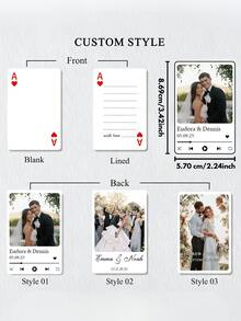 1 pièce set (54 cartes à jouer + 1 pièce boîte) de cartes à jouer personnalisées avec photos et texte. Cartes de poker personnalisables avec photos et messages, idéales pour les cadeaux de mariage, anniversaire, graduation, douche, fiançailles, retraite. Peut être personnalisé avec des photos. - Multicolore - Voir 3