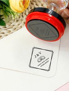 1pc Personalized Custom Round Design Wedding Stamp, Red/Black Ink, Auto-Inking Photo Stamp, Anniversary Stamp, Personalized Wedding Stamp, Pet Stamp, Text Stamp, Date Stamp, Contract Stamp, Wedding Stamp, Personalized Name Stamp, Custom Address Stamp, Customizable Signature Stamp, Business Personalized Stamp, Birthday Gift, Bride & Groom, Envelopes, Parties, Engagement Stamp, Wedding Stamp, Special Stamp. - Multicolor - View 8
