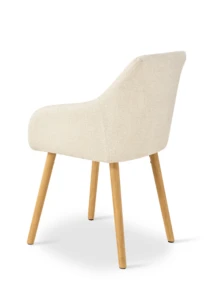 Goeurvant Modern Vertical-Stripe Upholstered Dining Chairs With Armrests And Solid Wood Legs For Dining Room, Kitchen, Living Room - Set Of 2 / Set Of 4 / Set Of 6 - Milky White - View 7