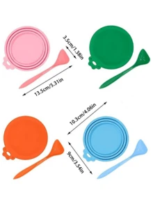 宠物食品罐密封盖，宠物食品勺，多功能食品盖，猫狗食品罐配件，柔软优质，易于清洁，适用于大多数尺寸的罐头，适合旅行、露营、户外活动和家庭使用。宠物主人的日常必备品，也是斋月礼物、生日礼物的理想之选，可赠送给宠物爱好者、朋友和家人。 - 彩色 - 查看 10