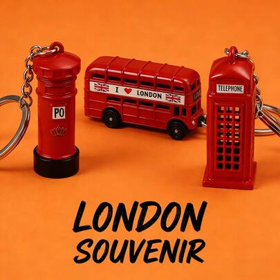 3pcs London Landmark Creative Keychains - Red Mailbox, Double-Decker Bus, Phone Booth Charms, London Travel Souvenirs, Gifts For Overseas Tourists, UK Culture Enthusiasts, Suitable For Classmates And Friends