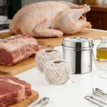 70m Stainless Steel Storage Canister With Durable Cooking String, Suitable For Trussing Turkey, Roasting, Baking And Kitchen Food Preparation, Sturdy Food String Set