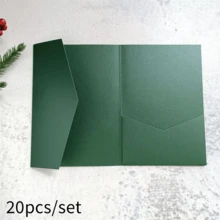 20 piezas de tarjetas de invitación perladas, tarjetas de felicitación con triple pliegue, sobres de bolsillo RSVP, invitaciones de boda, tarjetas de papel dorado, para decoraciones y suministros de fiesta de boda, quinceañera, bautizo, despedida de soltera (rosa, dorado, burdeos, beige, blanco, azul marino) - 20 piezas - Ver 14