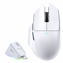 ATTACK SHARK V6 三模无线游戏鼠标 | 25000 DPI PAW3311 传感器 RGB 磁吸充电底座 | 符合人体工学的掌托设计，专为游戏玩家和专业人士打造 - 彩色 - 查看 2