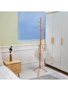 Wooden Coat Rack Organizer For Clothes - Màu be - Xem 7