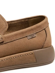 CAMEL CROWN 男士秋季舒适百搭绒面牛皮宽头复古休闲皮鞋 - 黃棕 - 查看 4