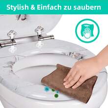 SAINOS Toilet Seat Cover, Thickened Replacement Toilet Seat Cover, Antibacterial, Progressive Descent, Galvanized Hinge Design - H163 - View 4
