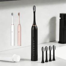 Cepillo de dientes eléctrico, limpieza profunda + vibración suave, disponible en tres colores, resistente al agua + lavable a máquina + fácil de limpiar. Resuelve los problemas de limpieza inadecuada e higiene bucal. Una herramienta práctica para el cuidado personal, adecuada para el uso diario y los viajes. - Negro - Ver 1
