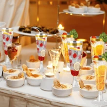 3只透明香槟杯，金色杯口，5盎司塑料鸡尾酒/马提尼杯，可重复使用，不易碎，可叠放，适合婚礼、生日派对、情人节、新年礼物 - 彩色 - 查看 10