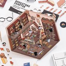 1张卡通迷你场景3D风景贴纸 DIY微缩房屋场景分层拼贴剪贴簿可爱礼物 圣诞节、生日（包装可能因批次而异） - 六邊形 - 查看 14