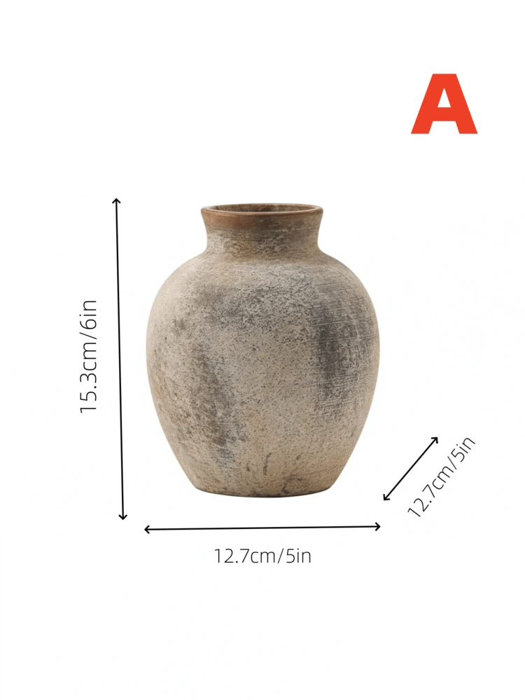 1pc Vintage Rustic Ceramic Vase, Suitable For Japanese-Style Accommodation, Farmhouse Interior Floral Decor, Elegant Entryway Vase Decoration, Home Decor, Room Decor, Glass Vase - Multicolor 4 - View 12