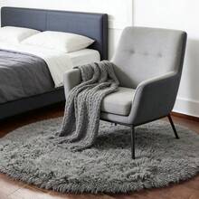 1件圆形粉色绒毛装饰地毯，白色绒毛卧室装饰地毯，黑色绒毛小地毯，豹纹户外露台地毯，灰色绒毛地毯，家居装饰，客厅地毯，小型客厅地毯，卧室地毯，客厅家居装饰，户外地毯，可水洗地毯 - 多色 - 查看 6