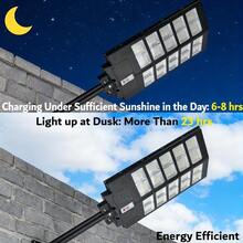Solar Street Lights Outdoor, IP 44 Waterproof Solar Street Lights, 800 LEDs Commercial Parking Lot Flood Lights, Dusk To Dawn, Easy Installation, Solar Security Flood Lights With Motion Sensor And Remote For Yard, Decks, Garage, Driveway - 黑色 - 查看 7