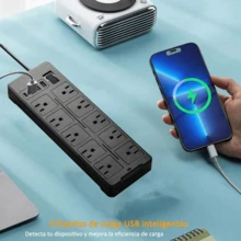 14 en 1 USB Multicontacto, Regleta de 1,2 m, Regleta Enchufe de Energía con Tomacorriente 10 AC y 3 USB + 1 Type-C Pared Adaptador Clavija , Regleta para el hogar, oficina, dormitorio - Tipo de Enchufe B USA (110-127V) - Ver 5