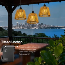 1个仿藤编织吊灯，波西米亚风格手工编织藤条吊灯罩，带定时器，电池供电，适用于卧室天花板、落地灯、台灯、厨房岛台、客厅、餐厅或卧室 - 電池盒 - 查看 7