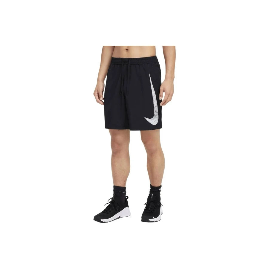 Nike Dri-Fit Dri-FIT純色腰部抽繩速乾休閒短褲 男款黑色 - 黑色 - 查看 1