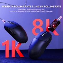 ATTACK SHARK X8 PRO 8K 无线游戏鼠标，PAW3395PRO 40K DPI 传感器，三模博通 BK52820 芯片，超轻人体工学鼠标，适合大手用户，支持云端软件，适用于 Windows/PC/游戏玩家 - 黑色/白色，附赠防滑贴 - 彩色 - 查看 5