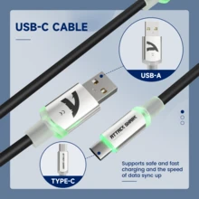 ATTACK SHARK C01 超长螺旋 USB-C 转 A 机械键盘连接线，RGB 灯效插头，双层编织游戏线，带可拆卸金属航空插头，适用于主流游戏主机、键盘和鼠标 - 彩色 - 查看 4