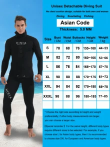 HISEA 5mm Thick Neoprene Diving Suit, Unisex Warm Wetsuit, Women's Two-Piece Cold-Proof Fishing Suit, Men's All-Season Warm Snorkeling Swimwear Set - Black - View 11