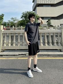 Nike Dri-Fit PARK III 速乾舒適百搭繫帶五分褲運動短褲 男款 黑 - 黑色 - 查看 8